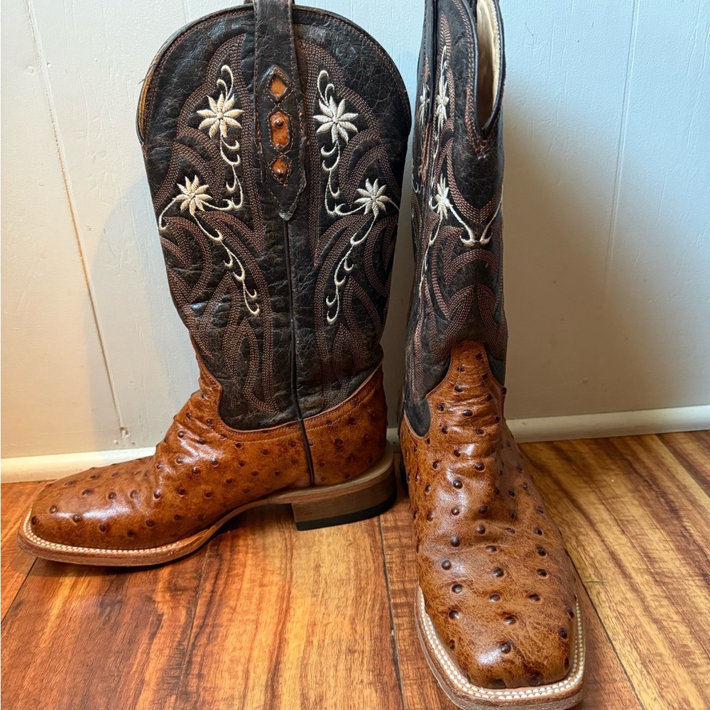 Women’s Brown Ostrich Leather Cowboy Boots